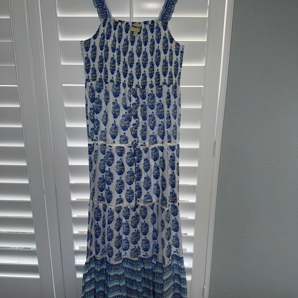 Blue Sleeveless Scoop Neck Sundress